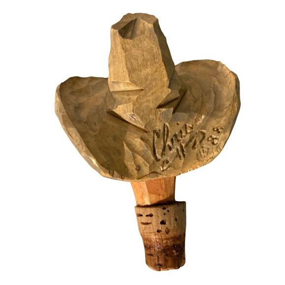 Chris Hammack Rotgut Rodney Cowboy Carved Wood Bottle Stopper Spit-N'-Whittle - Picture 5 of 9